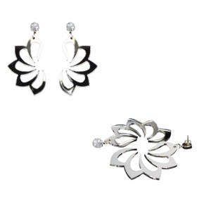 Boucles d'oreilles italiennes Connie Cuff de haute qualité en plexiglas fait à la main avec finition miroir argentée Accessoire de mode - Product Image 1