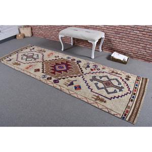 Alfombra Turca Vintage de 3.2x9.8 pies, Alfombra de Pasillo, Alfombra Marrón con Diseño Herki - Product Image 2