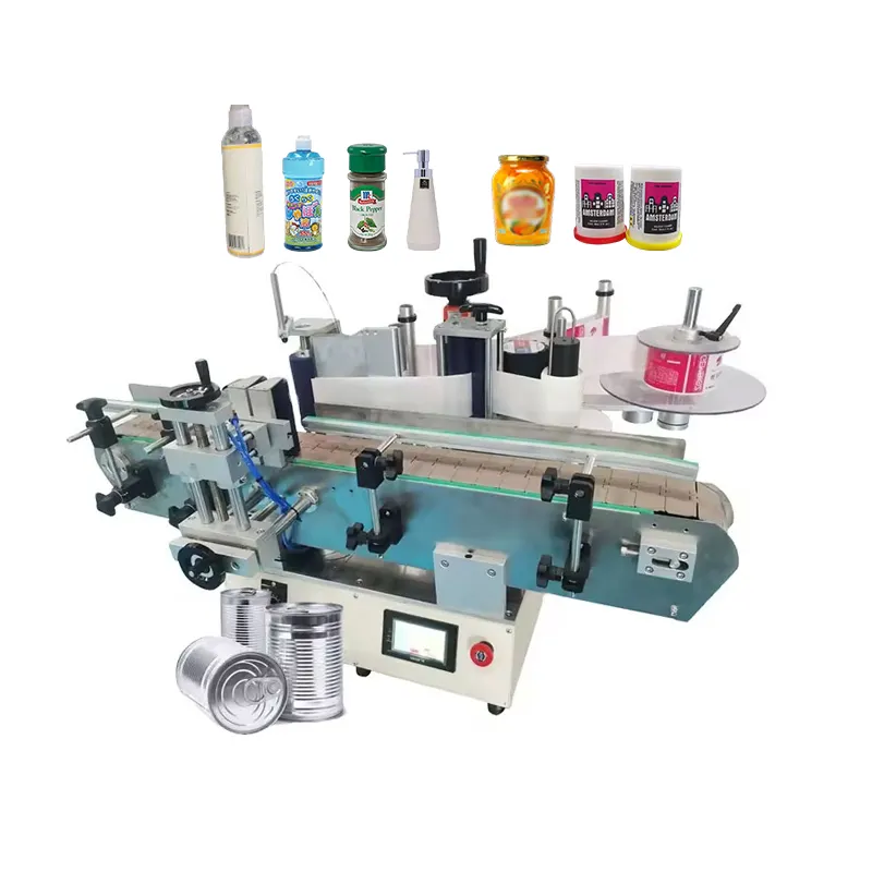 Desktop Position Labeler Automatic Sticker Round Bottle Roller Labeling Machines For Tin Can