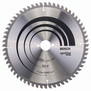 BOSCH Carbide-Tipped Circular <b>Saw</b> Blade for Bamboo and Wood Crafts 250mm Outer Diameter 60 Teeth 30mm Bore 3.2mm Kerf - Product Image 1