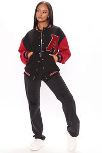 Premium Quality Women's Varsity Jacket Long Sleeve <b>Quilted</b> Embroidered Baseball Design <b>Wool</b> Polyester Leather Letterman Knitted - Product Image 2