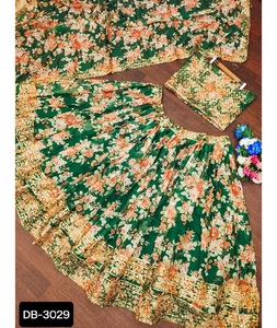 Ropa de boda y Festival de estilo indio y pakistaní, ropa de novia larga de talla grande Lehenga Choli, vestido pesado y rayón Kurtis - Product Image 1