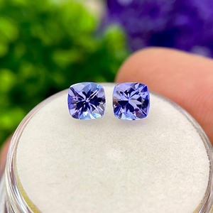 Paire de tanzanite naturelle 5MM taille coussin bleu pierre précieuse forme hexagonale Loupe pour la fabrication de bijoux en vrac en gros - Product Image 1