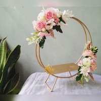 Présentoir à gâteau élégant décor fantaisie support de forme ronde de table pour fournitures de fête fleur décorative thème romantique