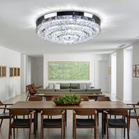 Grand Lustre Plafonnier LED de 17,7 po, en Cristal Moderne, pour Entrée, Chambre, Salon et Cuisine