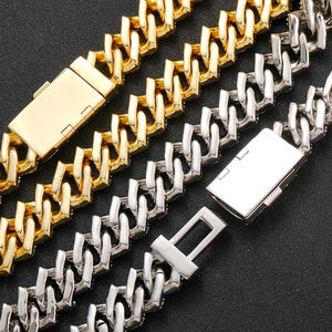 Pulsera de Plata de Ley con Diseño Elegante, Cadena de Eslabones, Diamante Cultivado en Laboratorio de Alta Calidad con Corte Baguette, Halo Chapado en Oro, Estilo Hip Hop para Fiestas - Product Image 5