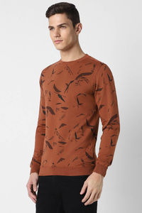 Breathable High Quality Basic <b>Brown</b> Print Round Crew Neck Men's Sweatshirt Custom Cotton Blended Sweatshirt At Factory Price - Product Image 5