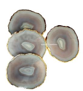 ชุดจานรองแก้วงานฝีมือทำจากเรซินอีพ็อกซี่เรซิ่นพร้อมหินอาเกตดูมีสไตล์ป้องกันโต๊ะตกแต่งบ้าน - Product Image 1