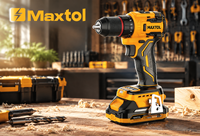 Perceuse sans fil multifonctionnelle professionnelle à vitesse variable Maxtol A3119 20V Brushless 50Nm 10mm Max Métal OEM