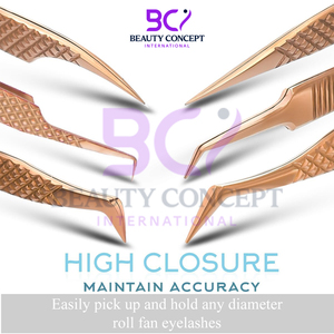 Rose Gold Volume Lash Tweezers Seller New Arrival Product 45 Degree Custom Shape Beauty Lash Extension Tool for Lashes Care - Product Image 5