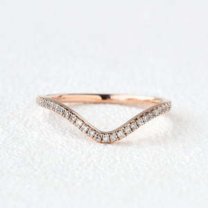 Bague de mariage en argent sterling 925 plaqué or rose vintage, sertie de moissanite taille brillant et forme incurvée, bijoux haut de gamme pour femme - Product Image 3
