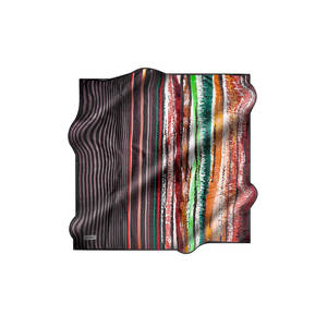 Black Silk Twill Digital Print Square Geometric Pattern Scarf - Product Image 1