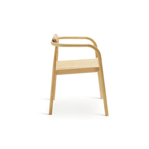 Chaise de salle à manger à bras bon marché en cadre en bois de teck massif avec siège en rotin naturel tissé pour une utilisation intérieure et extérieure - Product Image 5