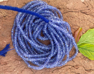 Tanzanite facettes Rondelle Briolette perles de pierre précieuse de tanzanite perles en gros pour la fabrication de bijoux - Product Image 2