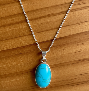 Vente chaude 925 Sterling Silver Dainty Chaîne Style Bohème Naturel Turquoise Guérison Cristal Pierres 18K Or Pendentif Mode - Product Image 5