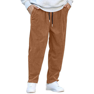 Pantalon décontracté pour homme en lin/coton, haute durabilité, respirant, poids lourd, taille à cordon, poches latérales, teinture unie - Product Image 1