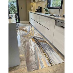 Alfombra Abstracta de Mármol Dorado: Alfombra Moderna Antideslizante, Alfombra Delgada No Tejida - Product Image 4