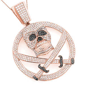 Danger Crâne En Forme De VVS Qualité Ronde Moissanite Diamant Pirates Crâne Pendentif, Plaqué Or 14K Pendentif Hip Hop - Product Image 3