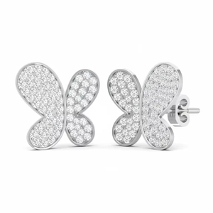 Luxury Classic Gold <b>Butterfly</b> Diamond Stud Earrings Designed For Women Seeking Timeless Beauty And High Shine Fine Jewelry - Product Image 1