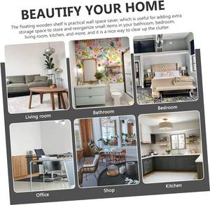 ชั้นวางของไม้ลอยติดผนังแบบทันสมัยชั้นวางของลอยติดผนังชั้นวางของในห้องน้ำห้องนอนหนังสือลอยผนัง5ชิ้น - Product Image 6