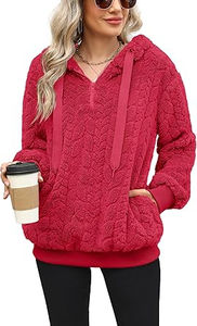 Vente en gros de sweats à capuche en sherpa pour femmes, manches longues, taille plus, design tendance 2025, sweats à capuche doux pour femmes à prix avantageux - Product Image 4