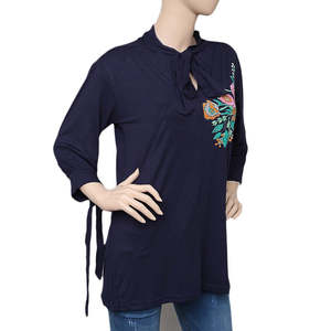 Women's Printed <b>Top</b> - Navy Blue - Navy/Blue - Product Image 1