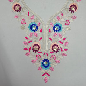 Col de style boutique en tissu de filet doux avec broderie délicate et paillettes pour robe saree kurti blouse décolleté - Product Image 5