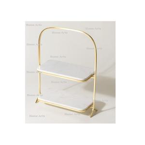 Newest Design Table Top Cake Stand With Highest Quality Marble And Metal Cake <b>Dessert</b> Stand For Sale - Product Image 2