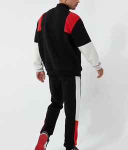 Ensemble de survêtement unisexe personnalisé pour l'hiver, lourd, couleur unie, bloc de couleur, sweat à capuche à demi-zip, quart de zip pour homme - Product Image 2