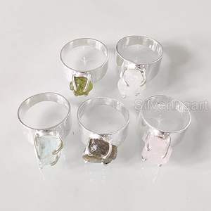 Rough <b>Stone</b> Jewelry Women's <b>Ring</b> Natural Emerald Sapphire Tanzanite Herkimer Gemstone Statement Jewelry 925 Sterling <b>Silver</b> <b>Ring</b> - Product Image 2