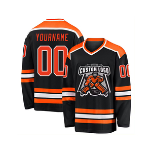 Maillots de hockey sur glace logo personnalisé Usine OEM Service Impression par sublimation Uniformes de nom et de numéro en sergé - Product Image 2