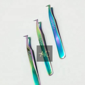 Multi colores profesional ruso volumen L tipo bota pinzas logotipo personalizado sólido Acero inoxidable estrellas agarre pinzas para pestañas - Product Image 5