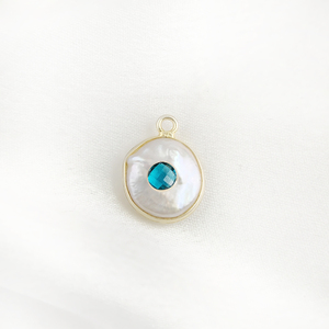 925 plata esterlina DIY joyería Perla Azul Topacio cuarzo piedra preciosa bisel ajuste oro Vermeil piedra natal encanto colgantes al por mayor - Product Image 1