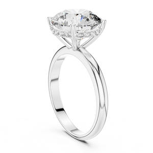 Bague de fiançailles en diamant de laboratoire en or massif 14 carats d'inspiration vintage, cluster de diamants taille ronde pour les occasions de mariage - Product Image 5