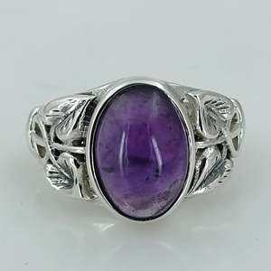 Anillo de Amatista en Plata de Ley 925, Anillo de Promesa Hecho a Mano para Mujer, Tallas 4 a 13 US, Piedra Natural con Engaste de Bisel para Uso Diario - Product Image 6
