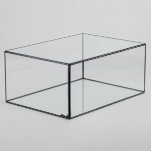 Lớn màu đen kim loại khung kính lưu trữ hộp trong kích thước tùy chỉnh trang trí phụ kiện lưu trữ và giày giới thiệu Hộp thủy tinh hiện đại - Product Image 1