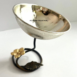 <b>Butterfly</b> Tree Shape Stand With Hammered Texture Shiny Gold Color Aluminum Metal <b>Decorative</b> Fruit Serving Bowl - Product Image 3
