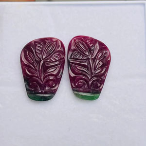 พลอยทับทิมคุณภาพ AAA ธรรมชาติ แกะสลักคู่ ไม่ผ่านการอบ ไม่ผ่านการบำบัด สวยงามไม่เหมือนใคร ต้นกำเนิดจากแอฟริกา งานเจียระไนและขัดเงาอย่างสมบูรณ์แบบ - Product Image 1