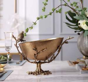 Tazón decorativo de Metal hecho a mano duradero con soporte diseñado para sala de estar elegante y centro de mesa - Product Image 6