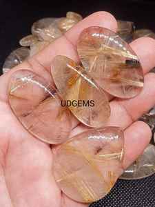 พลอยรูไทล์สีทองธรรมชาติคุณภาพสูงแบบคาโบชอง ขายส่งสำหรับทำเครื่องประดับ คละสีและขนาด UDGEMS 200 กรัม MOQ - Product Image 2