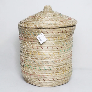 NEW PRODUCT! Tienphong Wholesale 2025 Handwoven Mendong <b>Seagrass</b> Storage <b>Basket</b> <b>with</b> <b>Lid</b> for Clothing Storage - Product Image 4