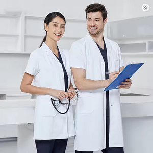 Logo personnalisable antimicrobien et blouse de laboratoire imperméable de longueur régulière pour uniformes d'hôpital - Product Image 2