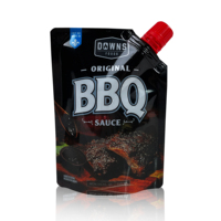 Pochettes souples personnalisées de 100 ml, 150 ml, 200 ml avec bec verseur, qualité alimentaire, pour assaisonnement barbecue, sauce BBQ, salade, chili, ketchup, et sauces épicées