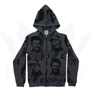 Pull à capuche épais imprimé blanc 100% coton sweats à capuche goutte épaule cordons lourds surdimensionnés sweats à capuche pour hommes - Product Image 3