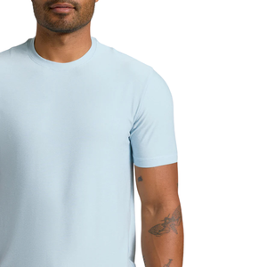 T-shirt à col rond actif en tissu tricoté 180g pour homme, design vierge personnalisable avec motif uni respirant et sportif, coupe athlétique - Product Image 3