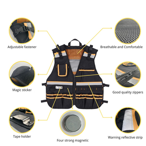 เสื้อกั๊กกลางแจ้งสะท้อนแสงมองเห็นได้ชัดเจนเสื้อแจ็กเก็ตเพื่อความปลอดภัยใช้งานได้มีกระเป๋าสำหรับเสื้อกั๊กนิรภัยก่อสร้างจราจร - Product Image 3