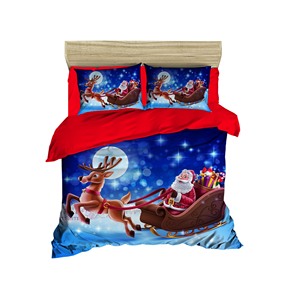 Juego de Funda Nórdica Navideña Clásica y Festiva, Ropa de Cama de Algodón Ranforce para el Hogar, Impresión Digital Doble, Elegante Ropa de Cama Navideña - Product Image 1