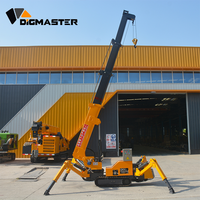 Grue araignée compacte DigMaster pour espaces étroits, mini-grue hydraulique télescopique avec stabilisateurs, alimentation essence/électrique, capacité de levage 6,5 m