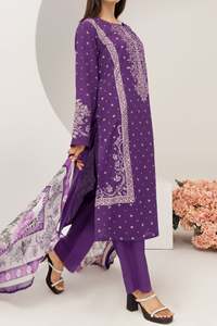 Cotton <b>Material</b> Solid Color Casual Ladies 3-Piece Lawn Suits Wholesale Digital Print Dress Lace Button Decoration Pakistan India - Product Image 3