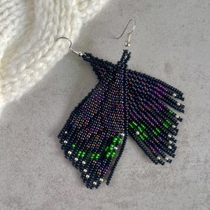 Boho ต่างหูลูกปัดด้วยการออกแบบสีฟ้าครามแอนดี้ cascading Fringe, เครื่องประดับของขวัญที่ไม่ซ้ำกัน - Product Image 2